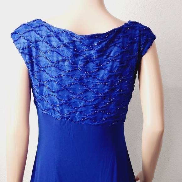 Connection Apperal Lisa Royal Blue Faux Wrap Floor Length Dress Size: 8 - Picture 6 of 10